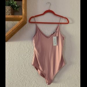 Pink mauve seamless bodysuit one piece tank top